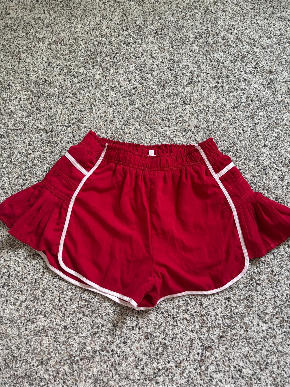 Women’s Red Flare Shorts with White Striping
